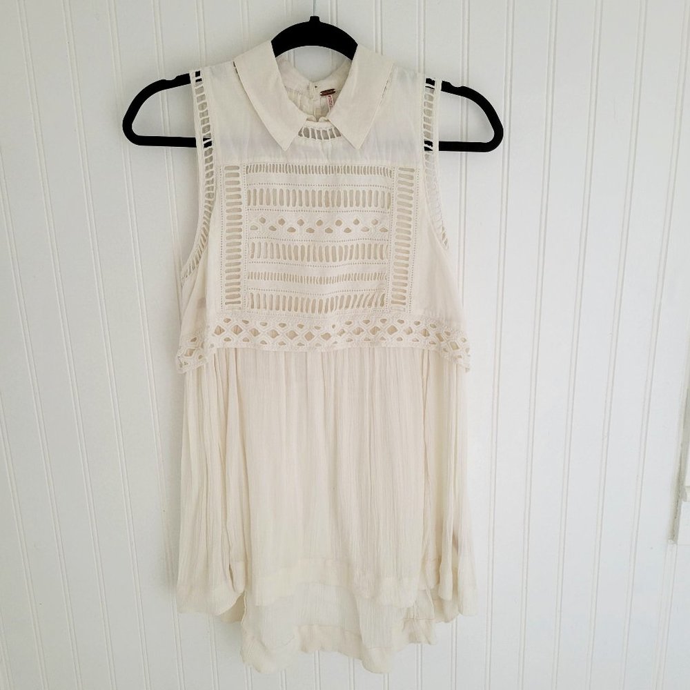 Free People white collared eyelet dress